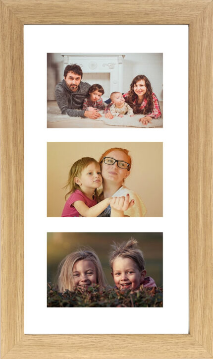 Photo 3 Picture Frame Multiple Aperture for 3 Photos 4-inch x 6-inch Postcard size 16.75 Inches x 10 inches Wall Hanging