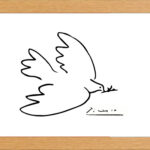 Picasso Dove of Peace Minimalist Line Drawing Print in Glass Fronted 10" x 13.5" Frame