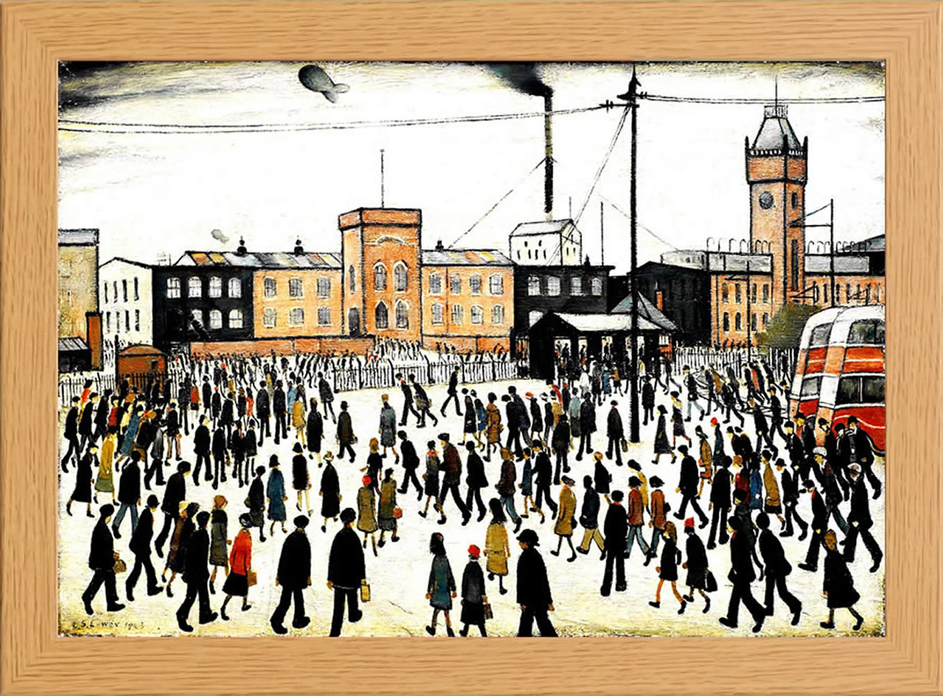 LSL20 Lowry "GOING TO WORK" Matchstick Men Print in Glass Fronted 10" x 13.5" Frame - Image 1