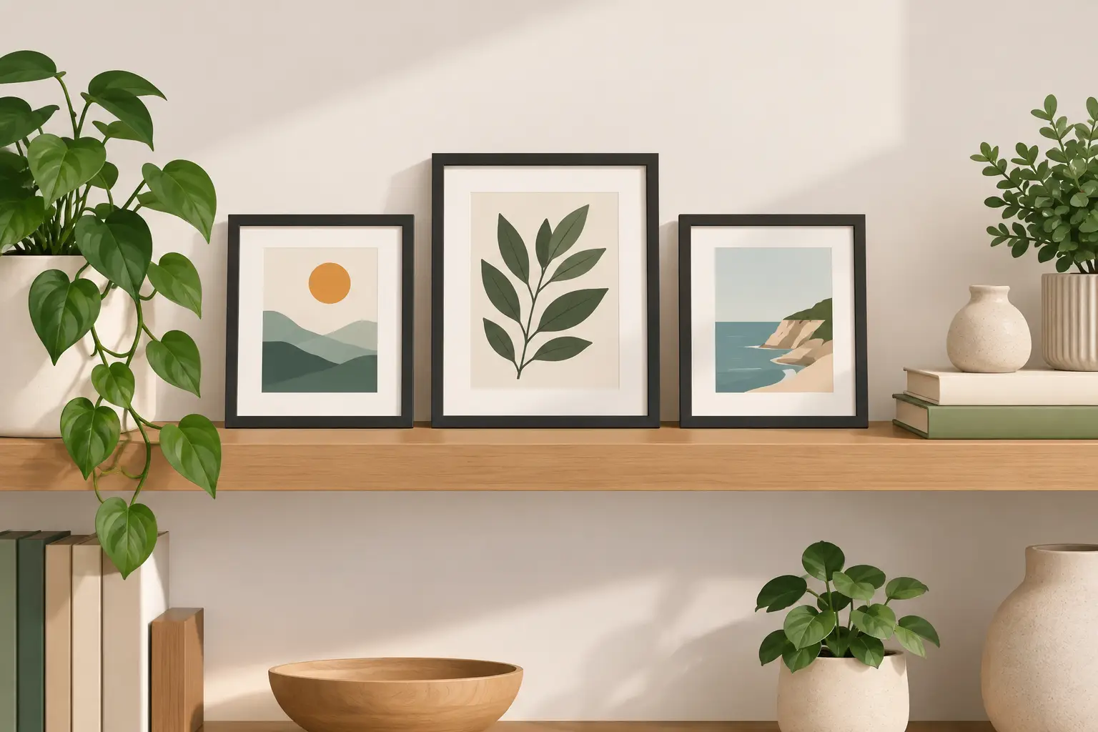 Small Framed Prints for Shelves That Work