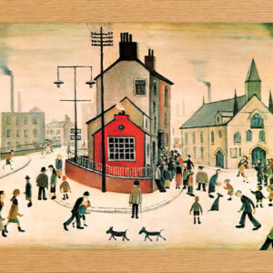 LOWRY MATCHSTICK MEN PRINT IN GLASS FRONTED 10" X 13.5" FRAME